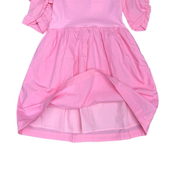 NWT Women's ENGLISH FACTORY‎ Pleated Puff Sleeve Mini Dress Pink | Size XS - Picture 5 of 13